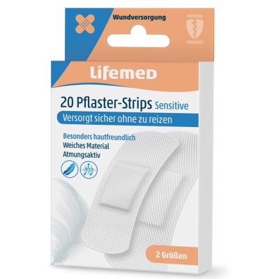 Lifemed Pflaster-Strips Sensitive, weiß, 20er