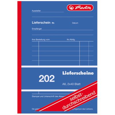 herlitz Formularbuch Lieferschein 202, A6, 2 x 40 Blatt