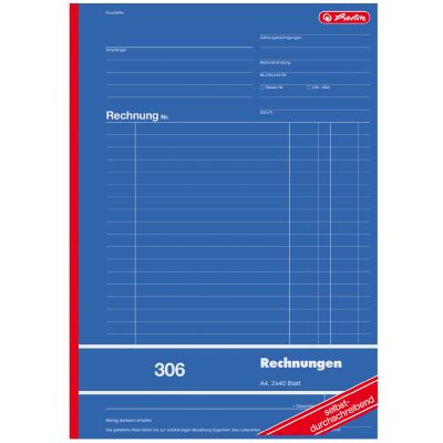 herlitz Formularbuch Rechnung 306, DIN A4, 2 x 40 Blatt