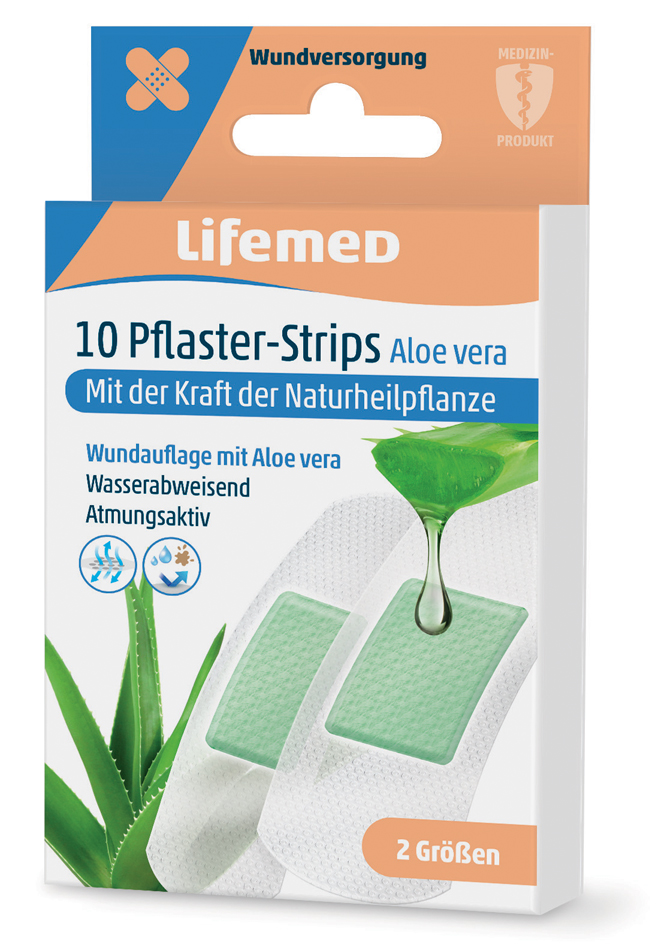 Lifemed Pflaster-Strips , Aloe vera, , weiß, 10er