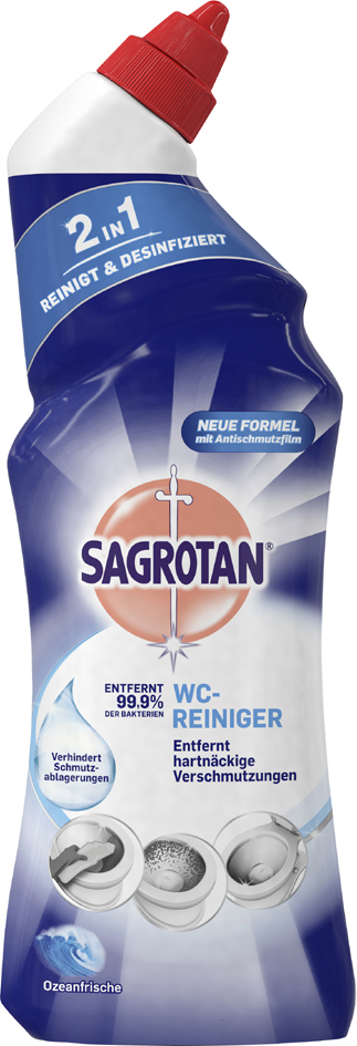 SAGROTAN 2-in-1 WC-Reiniger , Ozeanfrische, , 750 ml Flasche