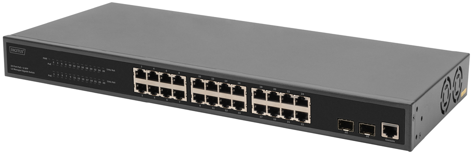 DIGITUS 19,  Gigabit Ethernet PoE Switch, 24-Port, managed