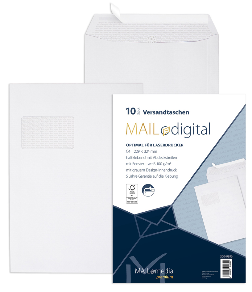 MAILmedia Versandtasche , MAILdigital, , C4, weiß