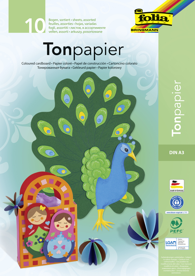 folia Tonpapierblock, DIN A4, 130 g/qm, 20 Blatt