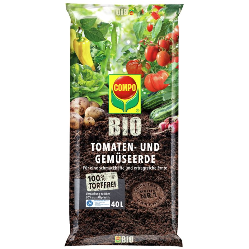 COMPO BIO Tomaten- und Gemseerde torffrei, 40 Liter