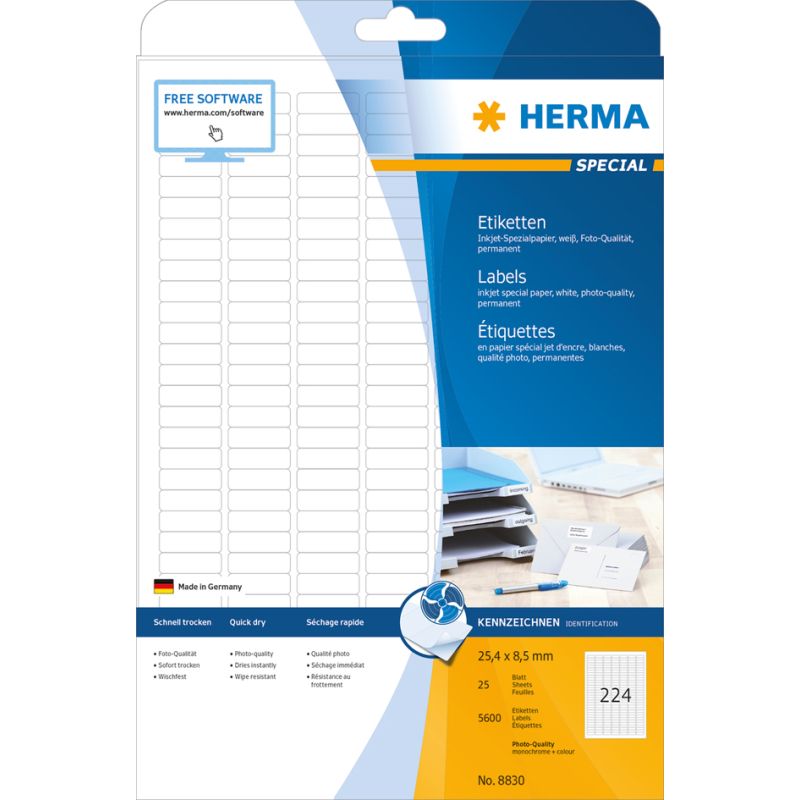 HERMA Inkjet-Etiketten SPECIAL, 66 x 33,8 mm, wei