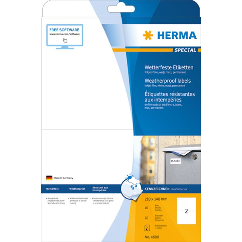 HERMA Inkjet Folien-Etiketten, 210 x 297 mm, wetterfest