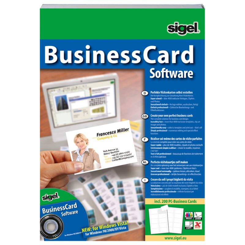 sigel BusinessCard Gestaltungssoftware, fr Visitenkarten