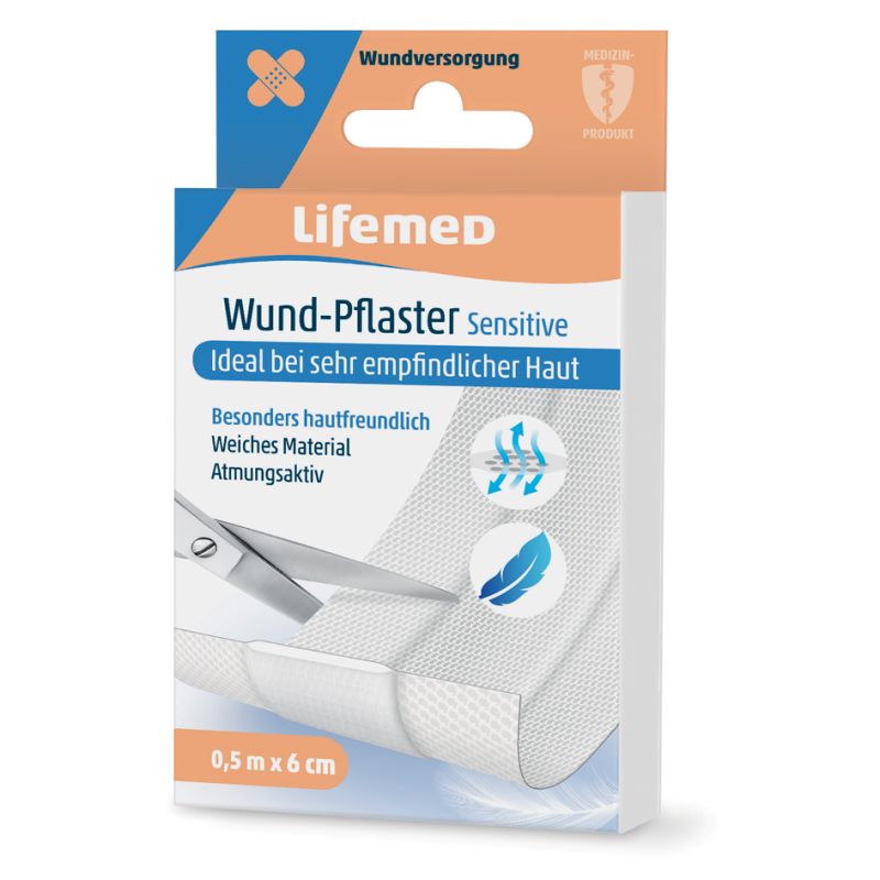 Lifemed Wund-Pflaster Sensitive, weiß, 500 mm x 60 mm