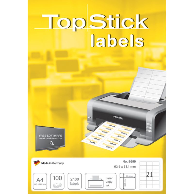 TOP STICK Universal-Etiketten, 105 x 74 mm, wei, 100 Blatt