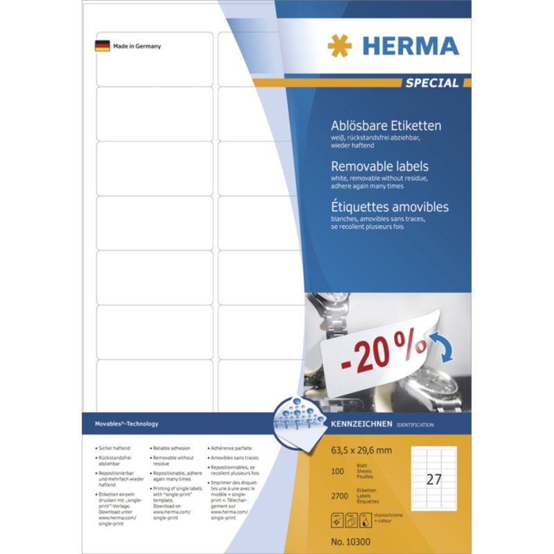 HERMA Universal-Etiketten SPECIAL, 63,5 x 29,6 mm, wei