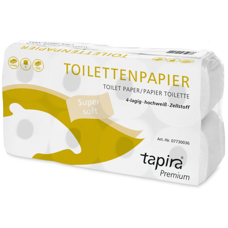 Tapira Toilettenpapier, 4-lagig, hochweiß, Großpackung