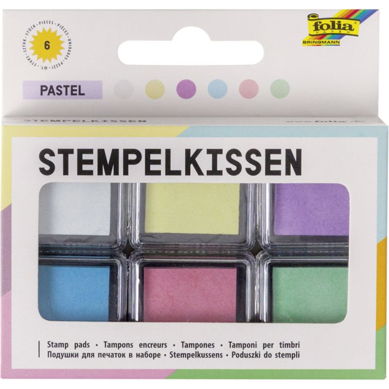 6 Stück farbig sortiert folia 30181 Stempelkissen Set PASTEL 