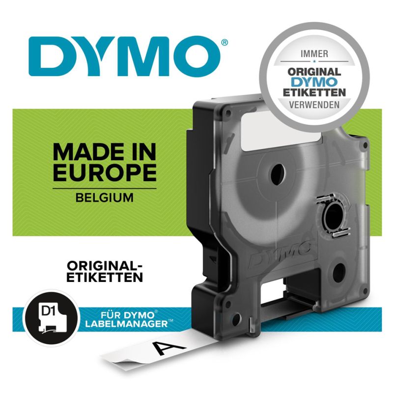 Dymo D1 Schriftband Kassette 45803 Schwarz auf Weiß