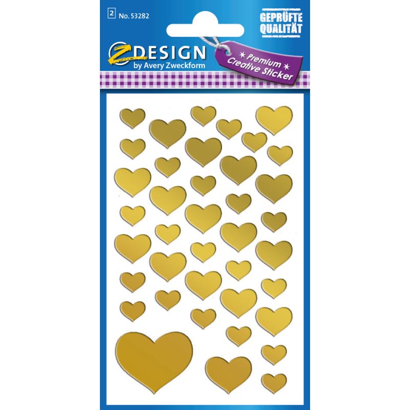 AVERY Zweckform ZDesign CREATIVE Sticker Herzen, gold