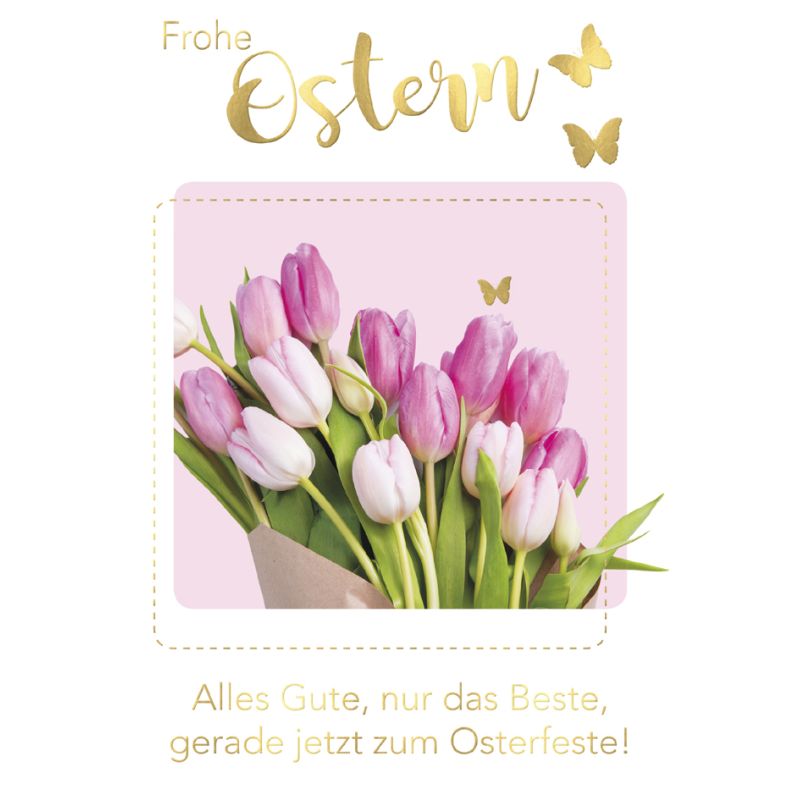 SUSY CARD Oster-Grukarte Tulpen rosa