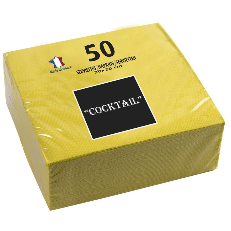 PROnappe Cocktail-Servietten, 200 x 200 mm, gelb