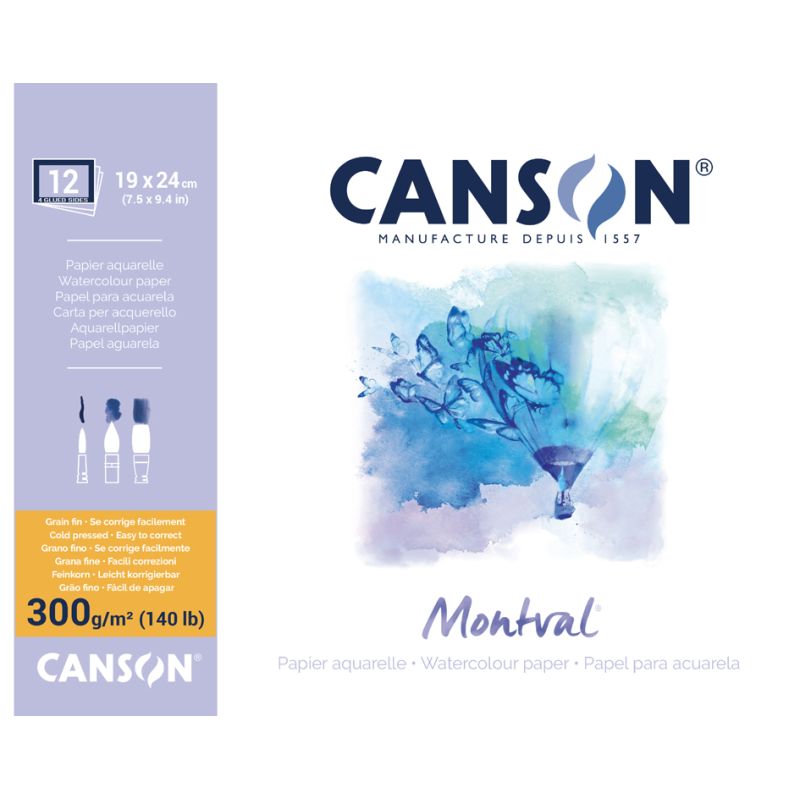 CANSON Aquarellblock Montval, rundum geleimt, 300 x 400 mm