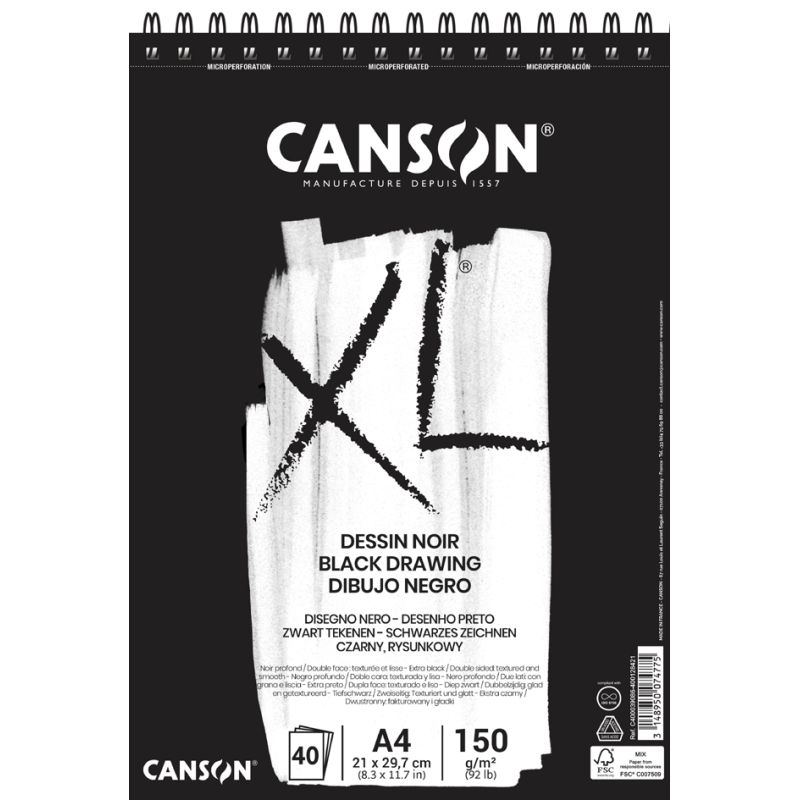 CANSON Skizzen- und Studienblock XL Black, DIN A3, schwarz
