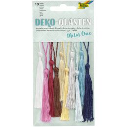 folia Deko-Quasten METAL CHIC, 10 farbig sortiert