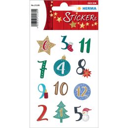 HERMA Weihnachts-Sticker DECOR Sterne, gold mit Ziffern