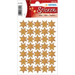 HERMA Weihnachts-Sticker DECOR Sterne, gold, beglimmert
