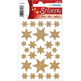 HERMA Weihnachts-Sticker DECOR Sterne, gold, Holographie