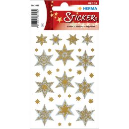 HERMA Weihnachts-Sticker DECOR Sterne, gold, Holografie