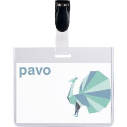 pavo Namensschild, oben geschlossen, mit Clip, 60 x 90 mm