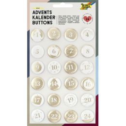 folia Adventskalender-Buttons Classic, aus Blech, 1 - 24