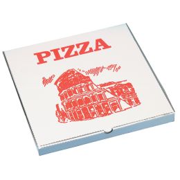 STARPAK Pizzakarton eckig, 330 x 330 x 30 mm, weiß/rot