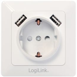 LogiLink Unterputz-Steckdose, wei, mit 2x USB-Port