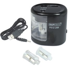 RAPESCO Elektrischer Doppel-Spitzer PS12-USB, schwarz
