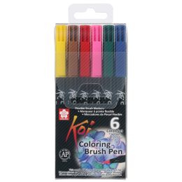 SAKURA Pinselstift Koi Coloring Brush, 6er Etui, Grundfarben
