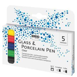 KREUL Glass & Porcelain Pen Clear, 5er-Set