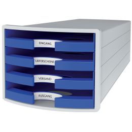 HAN Schubladenbox IMPULS 2.0, 4 offene Schbe,lichtgrau/blau