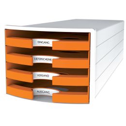 HAN Schubladenbox IMPULS 2.0, 4 offene Schbe, wei/orange
