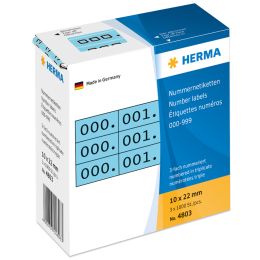 HERMA Nummern-Etiketten 0-999, 10 x 22 mm, schwarz, dreifach