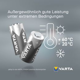 VARTA Foto-Batterie LITHIUM, CR123A, 3,0 Volt, 2er Blister