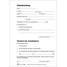 RNK Verlag Vordruck Urlaubsantrag, Block, SD, DIN A5