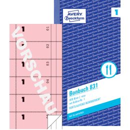 AVERY Zweckform Formularbuch Bonbuch, 105 x 198 mm, rosa