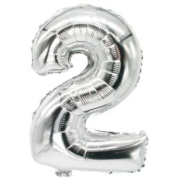 PAPSTAR Folienballon Zahlen, Ziffer: 2 , silber
