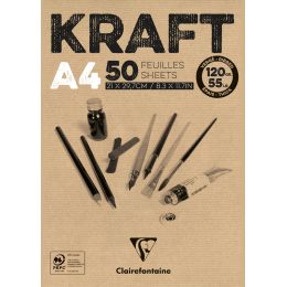 Clairefontaine Zeichenpapierblock KRAFT, DIN A4, 120 g/qm
