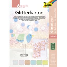 folia Glitterkarton-Block Pastell, 170 x 245 mm, 300 g/qm