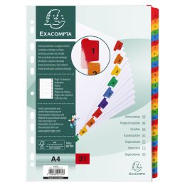 EXACOMPTA Karton-Register 1-31, DIN A4, weiß, 31-teilig