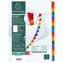 EXACOMPTA Karton-Register A-Z, DIN A4, weiß, 20-teilig