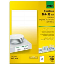 sigel Regalschilder, 105 x 38 mm, weiß, 170 g/qm