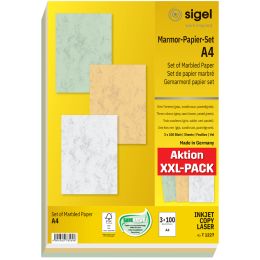 sigel Marmor-Papier, A4, 90 g/qm, Feinpapier, blau