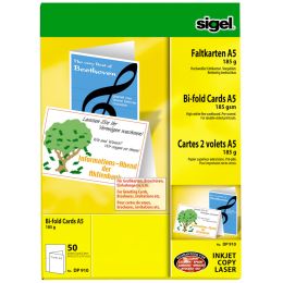sigel PC-Faltkarten, A6 (A5), 185 g/qm, hochwei, Edelkarton
