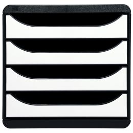 EXACOMPTA Schubladenbox BIG-BOX, 4 Schbe, schwarz glossy